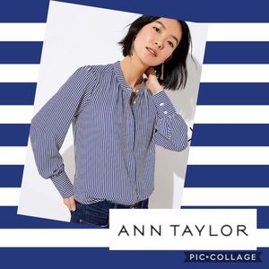 New Ann Taylor Utility Striped Top Navy 16 🦋